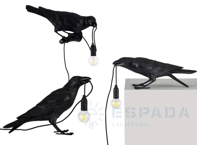 Creative Raven Sculpture LED Bird Lamps